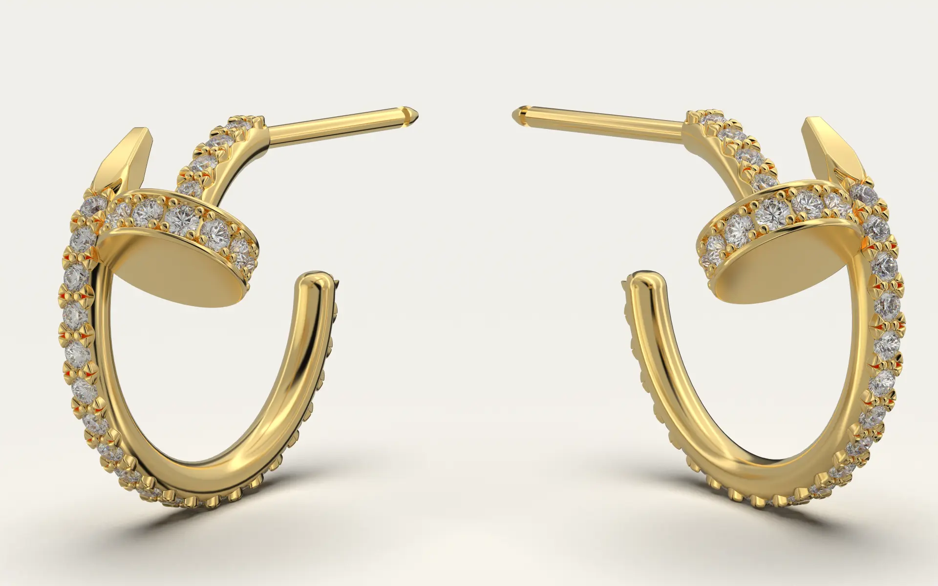 Серги Juste un Clou Screw - Clou hoop small paved model