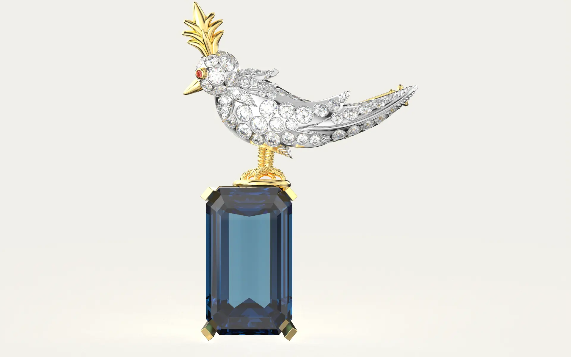 Tiffany Bird on a Rock Brooch